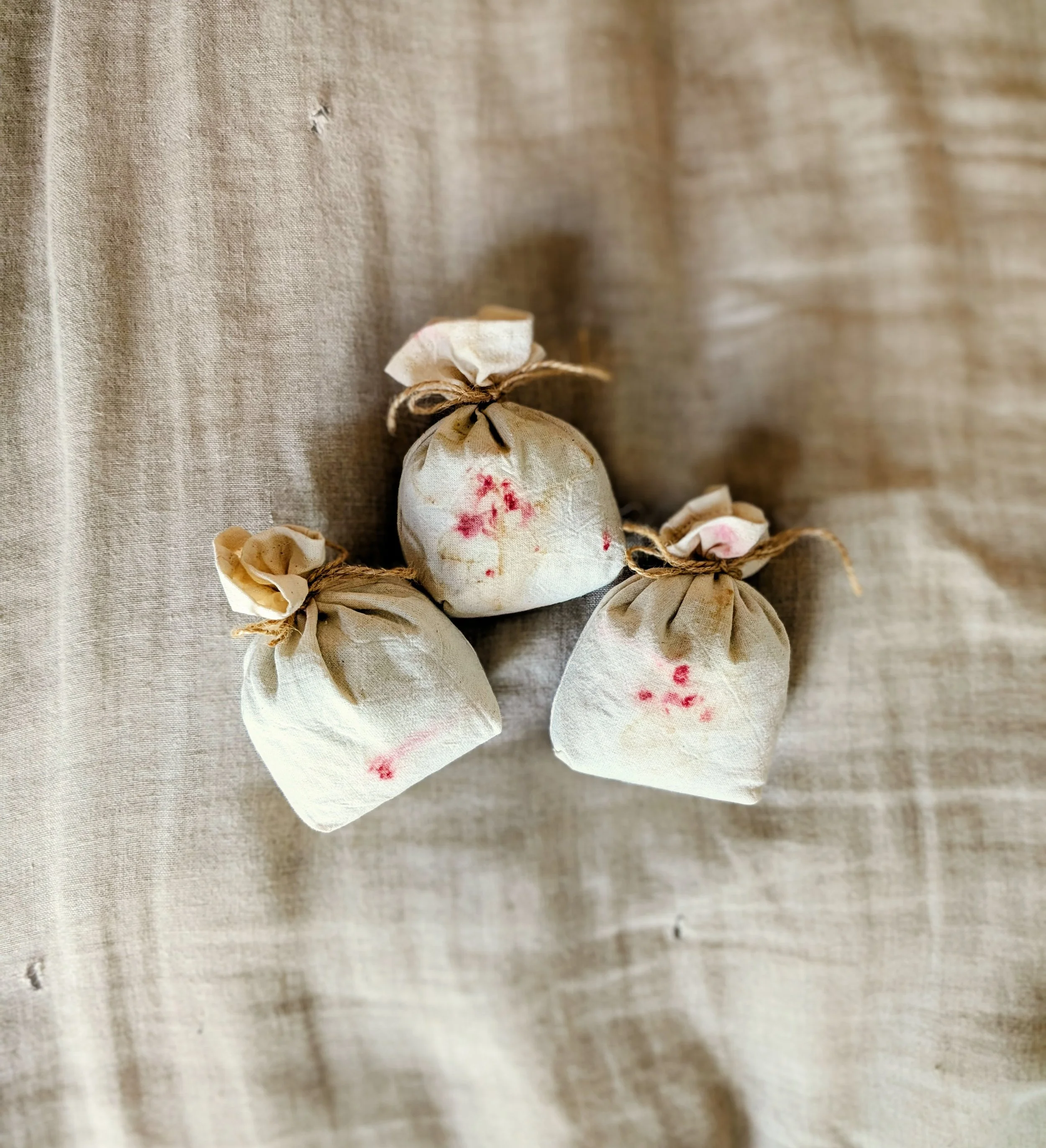 Eco-Printed Lavender Bags-Eco-Printed Madder