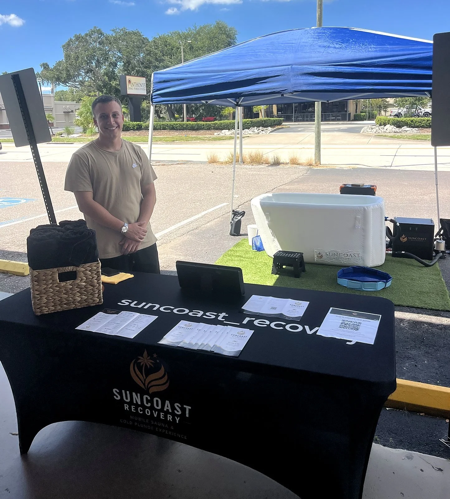Suncoast Recovery two-tub cold plunge event setup in St. Petersburg FL