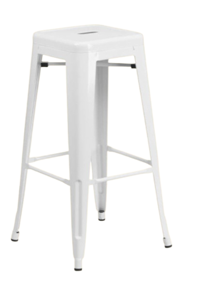 White Steel Backless Barstool