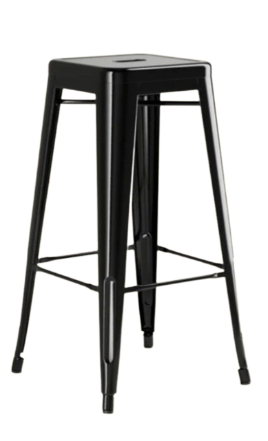 Black Steel Backless Barstool
