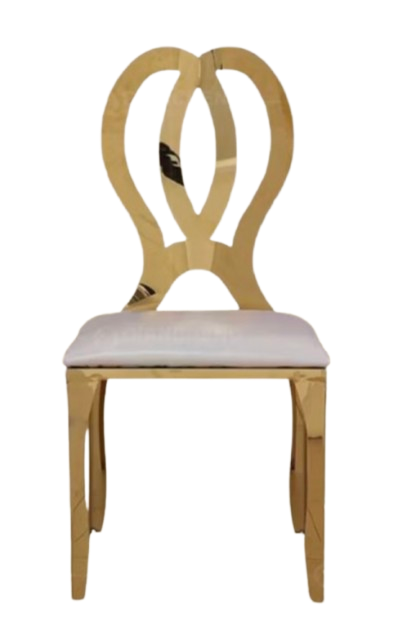 Emma Stainless Steel Gold & White Chair