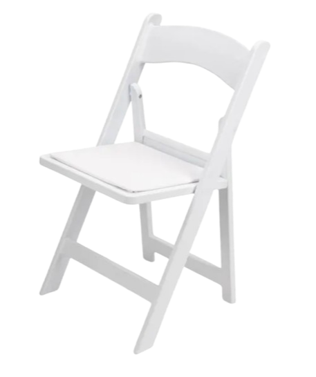 White Resin Padded Folding Chair