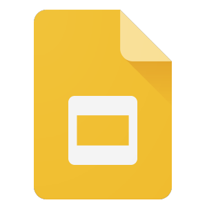 A yellow Google Slides icon with a folded corner and a white rectangle in the center.