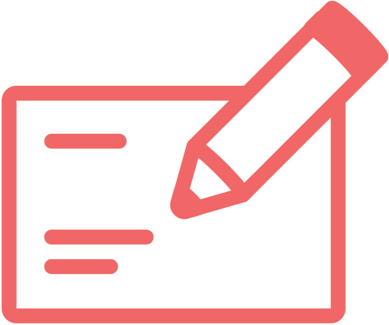Icon of a pencil writing on a check or document