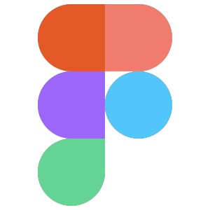 A colorful abstract design with four segments: an orange semicircle, a pink semicircle, a purple circle, and a green teardrop shape, all arranged on a black background.