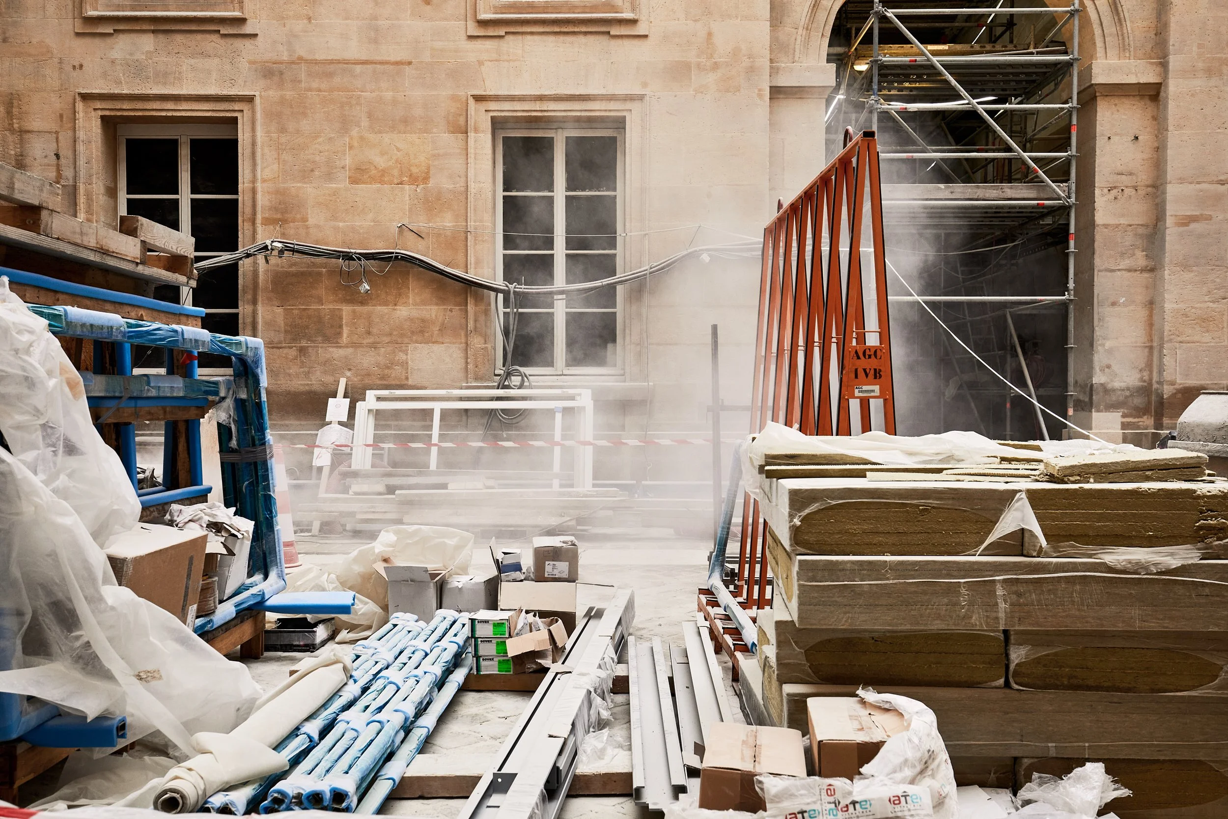 Chantier d'aménagement Morning à l'Hôtel de la Marine, Paris, photographie de chantier Benoît Drouet