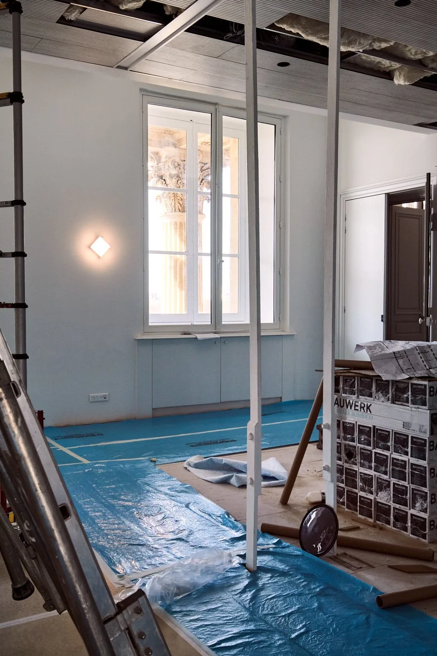 Chantier d'aménagement Morning à l'Hôtel de la Marine, Paris, photographie de chantier Benoît Drouet