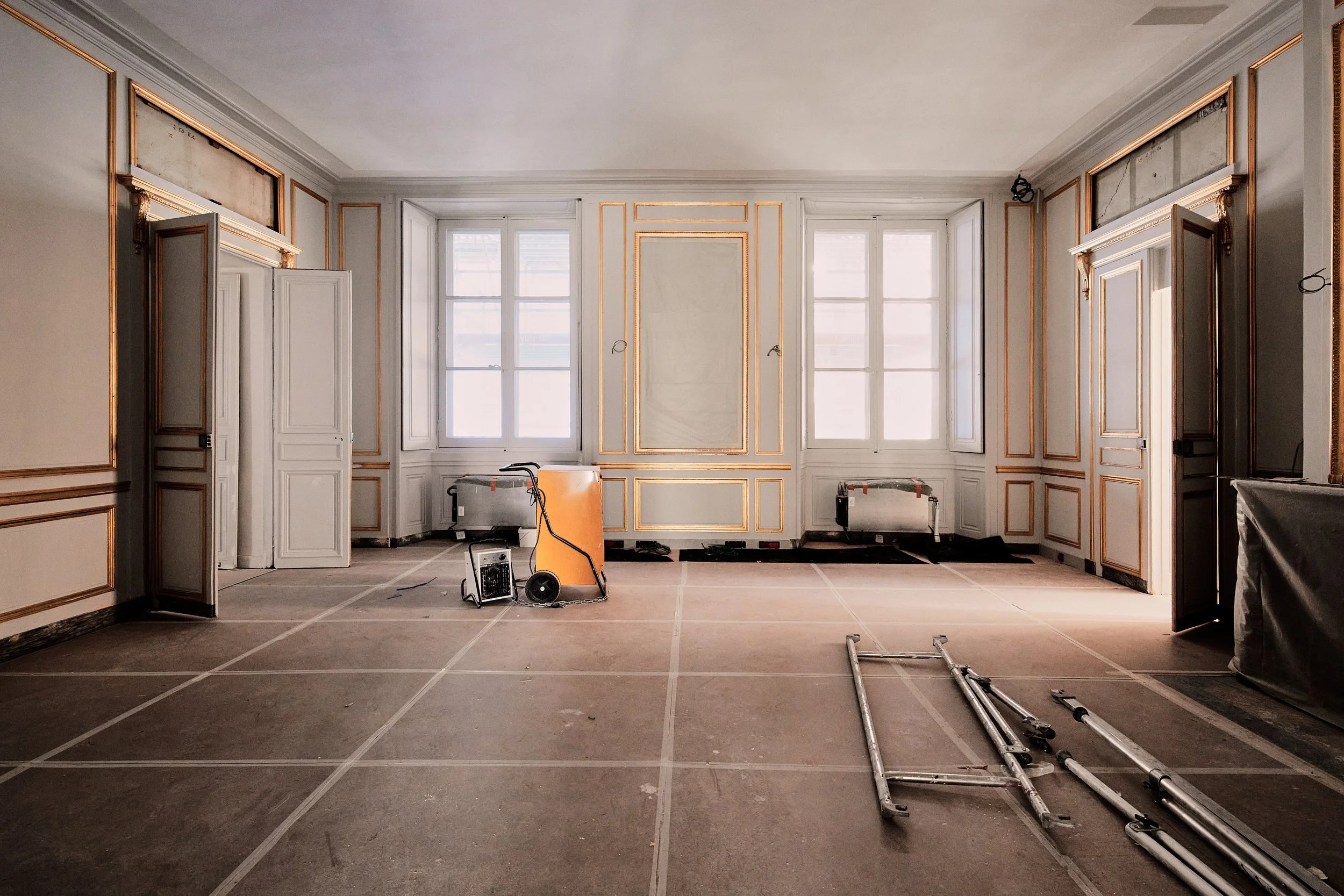 Chantier d'aménagement Morning à l'Hôtel de la Marine, Paris, photographie de chantier Benoît Drouet