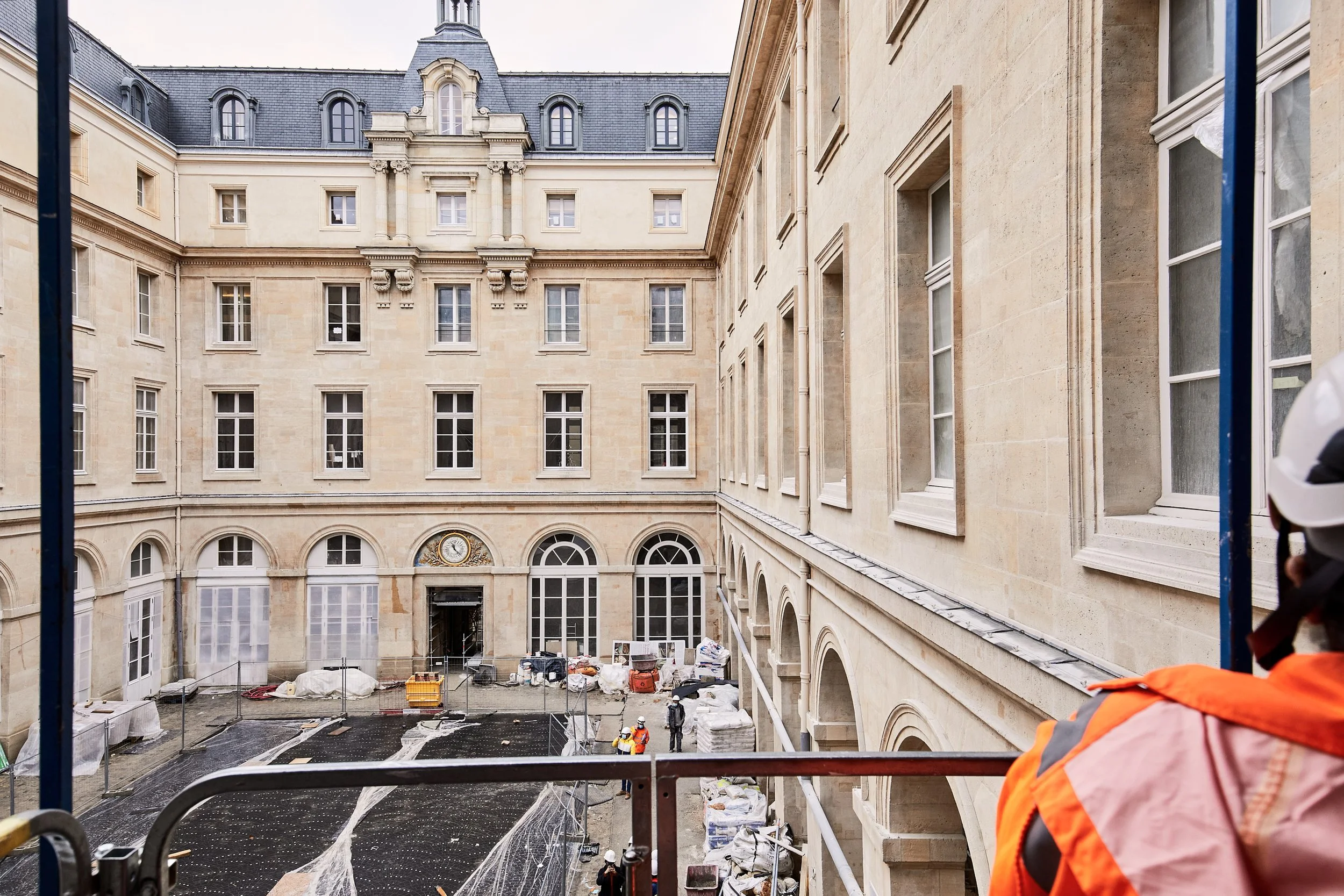 Chantier d'aménagement Morning à l'Hôtel de la Marine, Paris, photographie de chantier Benoît Drouet