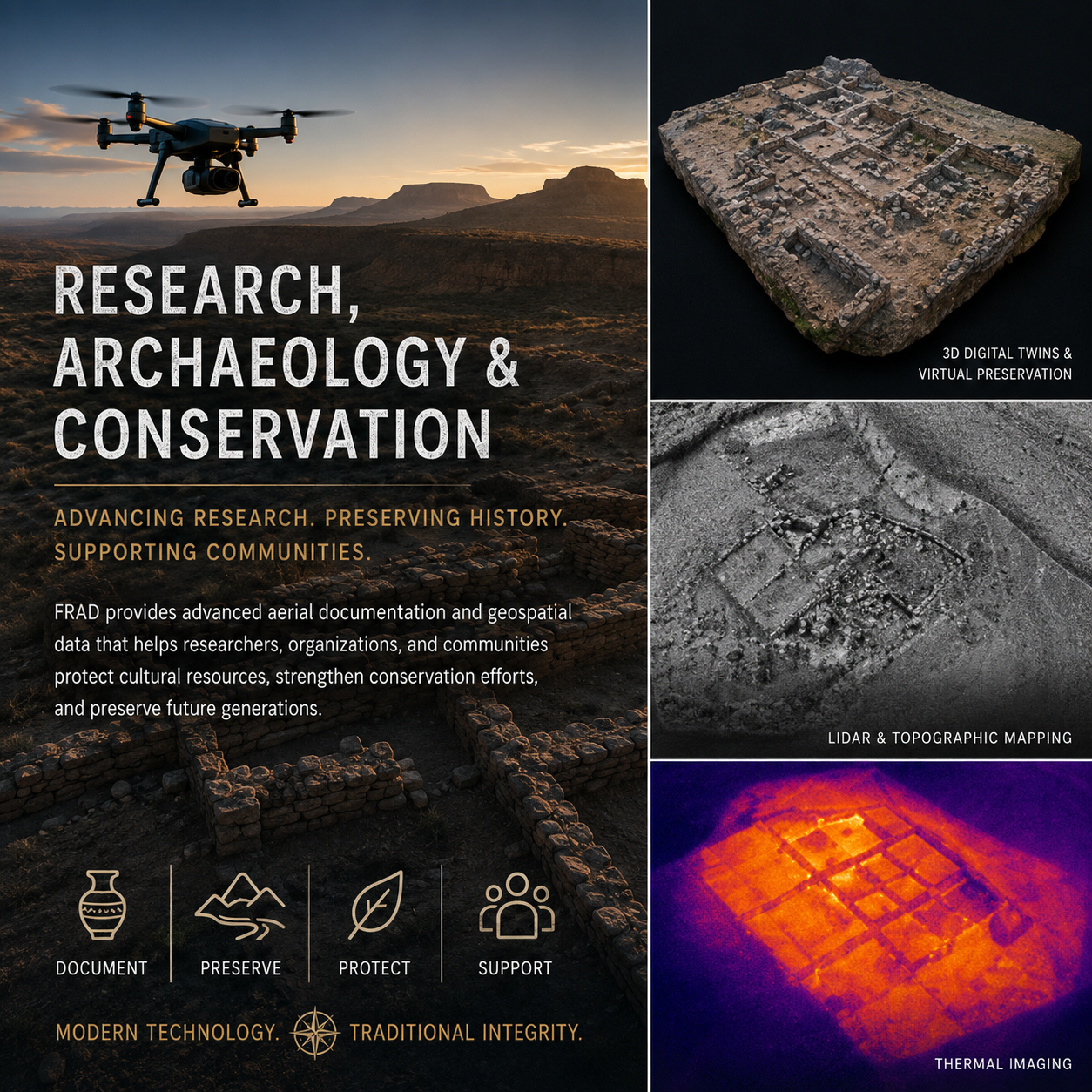 Archaeology, Historical Preservation, Community and Non Profit Support.