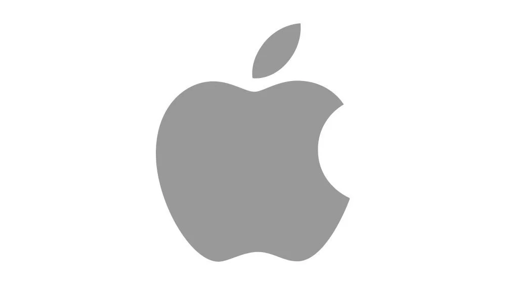 Gray Apple logo on white background