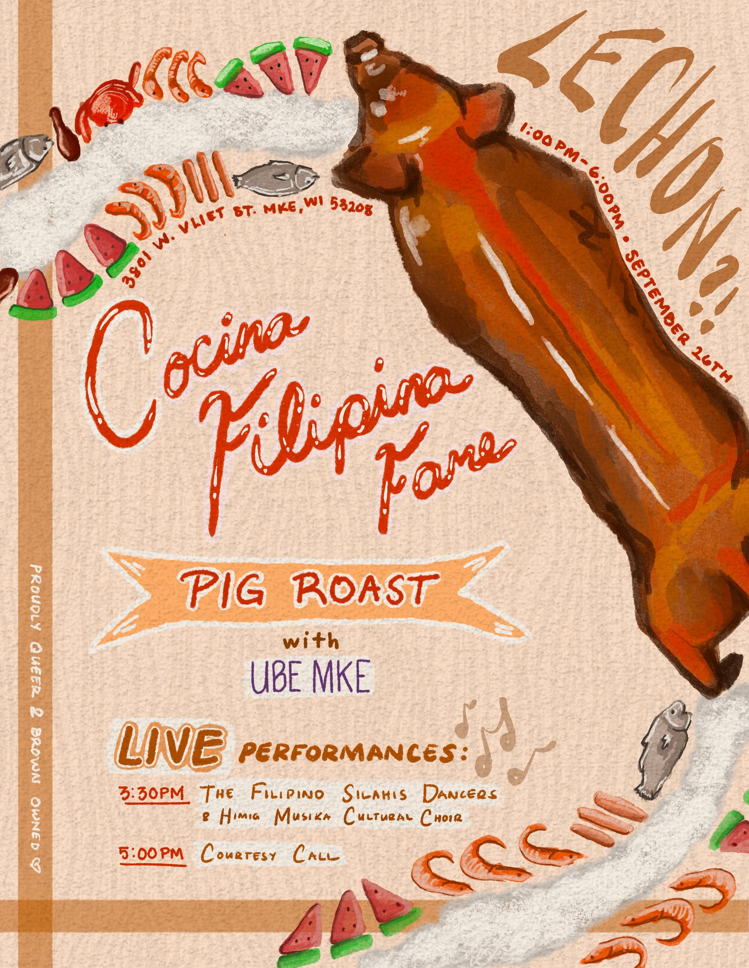 Hey hey hey- dropping all the fun things this week. We are having a pig roast party!! We will be roasting 6 piggy&rsquo;s this Saturday ! Don&rsquo;t miss the event because it&rsquo;ll be a good one 😛

⏰ 1-6 PM
📍 3801 W Vliet St , Milwaukee , Wisco