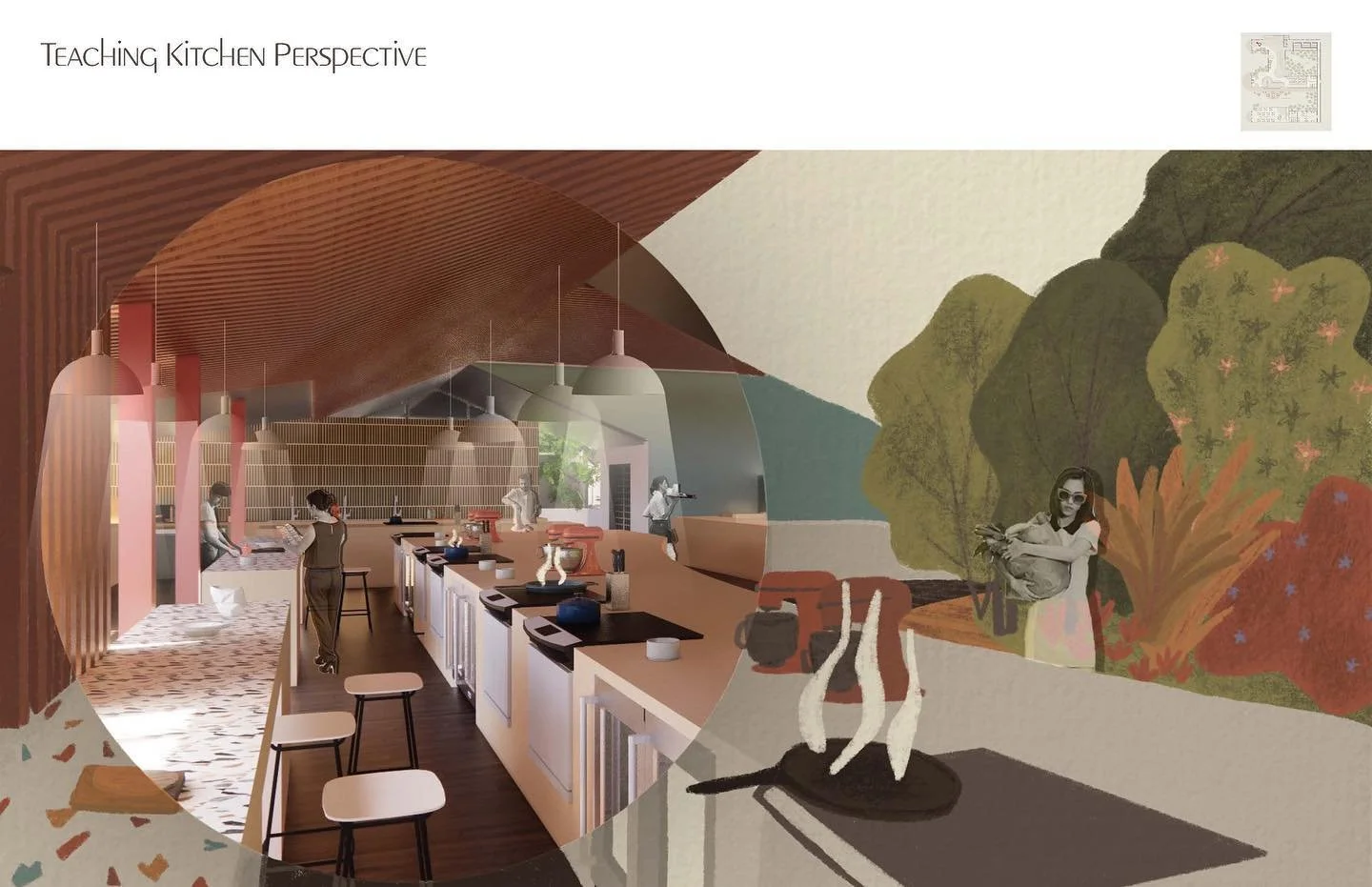 Teaching kitchen perspective render

PROJECT: Feeding Folklore
CLASS: ID Studio 7; Spring 2023
SOFTWARE: revit, enscape, photoshop, procreate