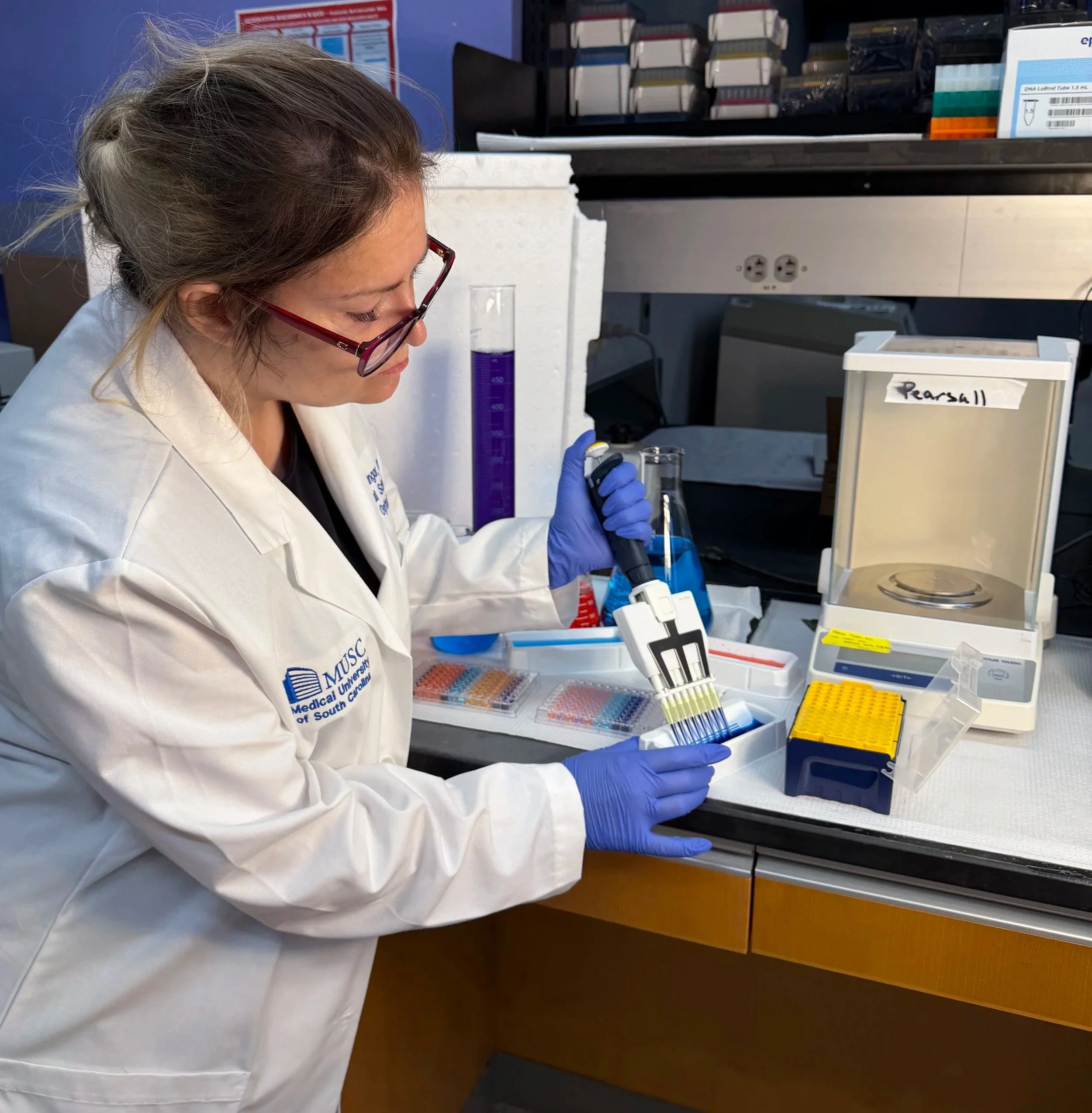 Elizabeth Pearsall MUSC using a multichannel pipette