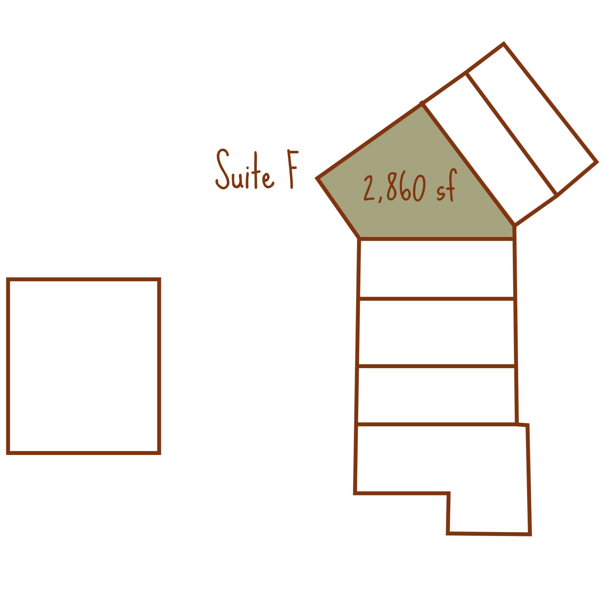 The commercial suite labeled 'Suite F' has 2,860 square feet.