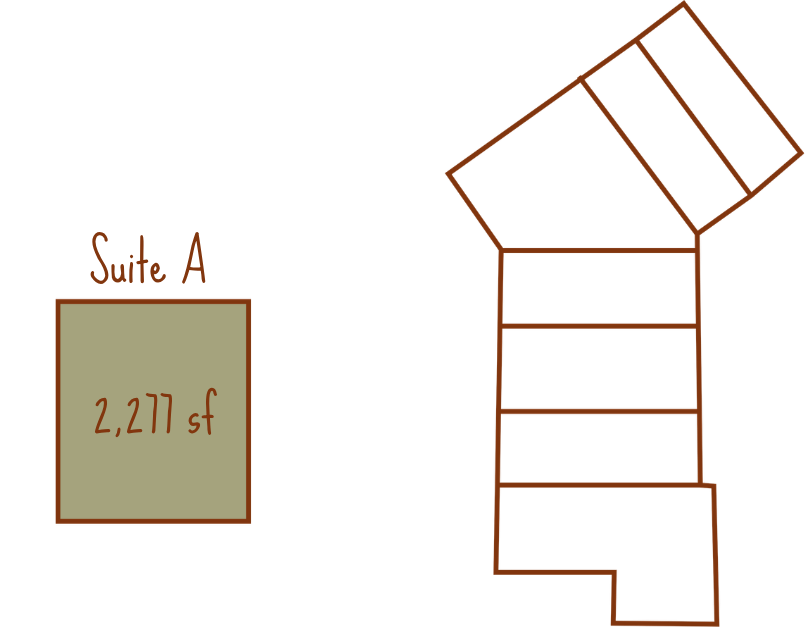 The commercial suite labeled 'Suite A' has 2,277 square feet.