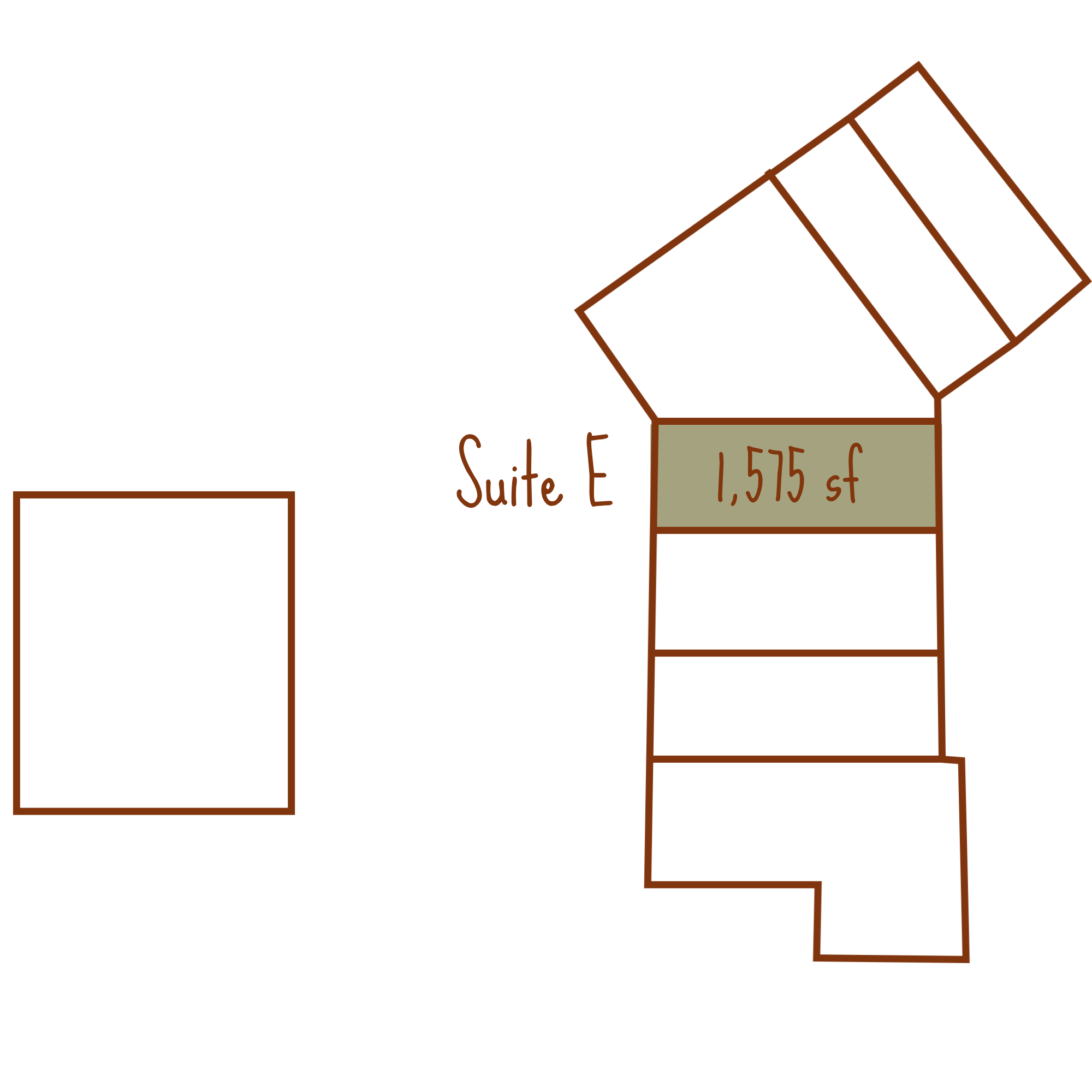 The commercial suite labeled 'Suite E' has 1,575 square feet.