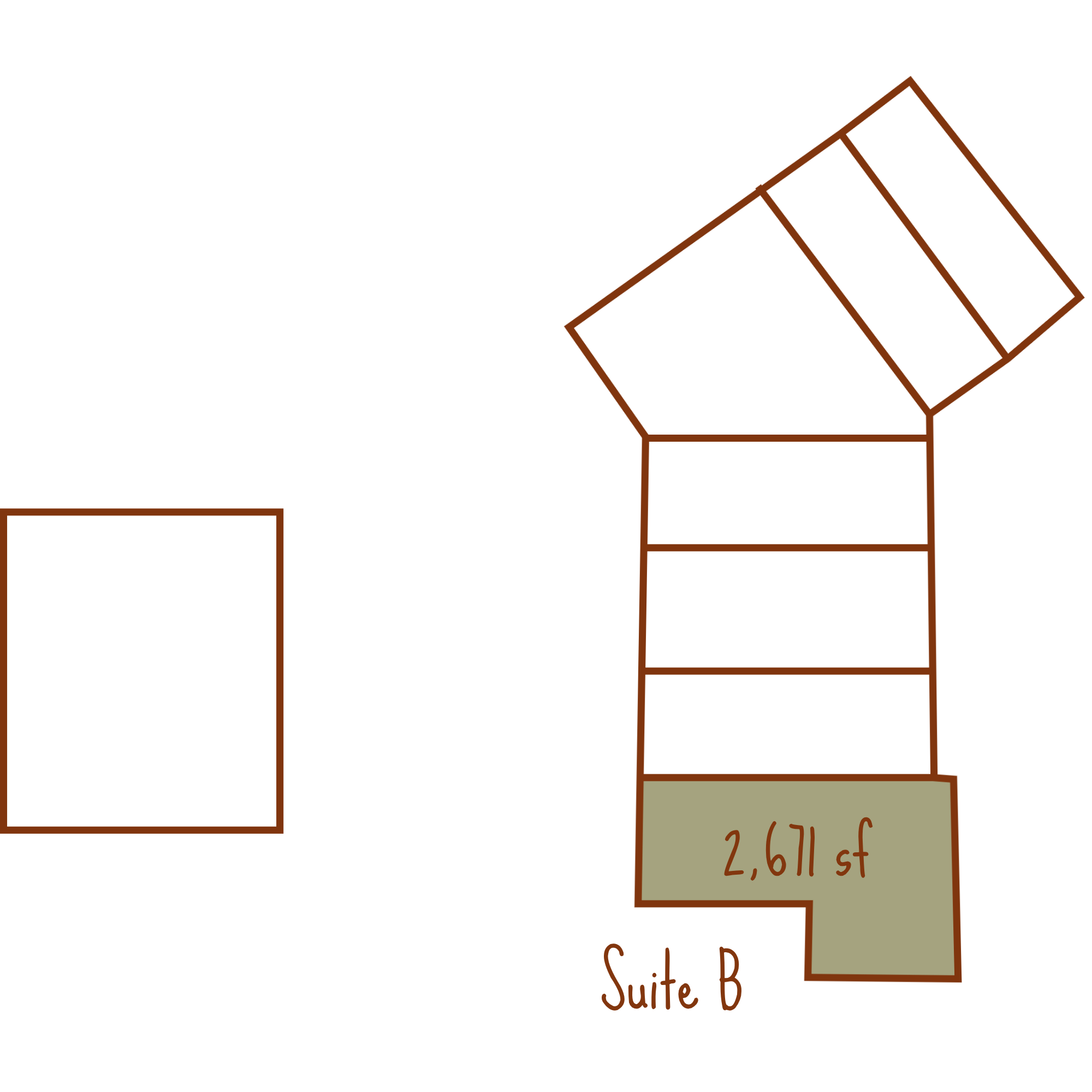 The commercial suite labeled 'Suite B' has 2,671 square feet.