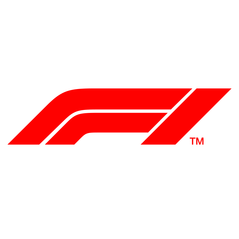 Logo of Formula 1 with stylized 'F1' in red, black, and white colors.
