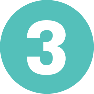 Light teal circle with the white number three in the center.