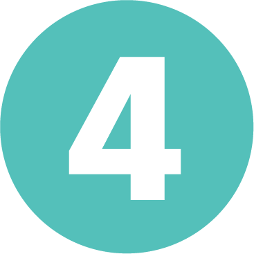 Number four inside a teal circle.