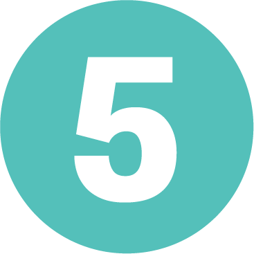 Number five inside a teal circle.