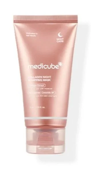 medicube Collagen Night Wrapping Mask is an overnight peel-off gel mask forms a thin, breathable film that gently hugs the skin while you sleep, helping deliver firming, hydrating, and brightening ingredients for a smoother, more refreshed look by mo