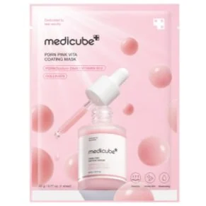 medicube PDRN Pink Vita Coating Mask is enriched with 99% purity Salmon DNA PDRN, collagen, and Vitamin B12 in a pink sheet mask for a plump, glowing complexion. PDRN enhances skin firmness, while hydrolyzed collagen and Vitamin B12 are effectively a