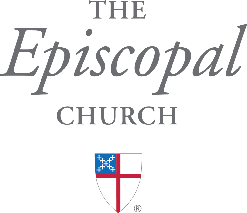 The logo of The Episcopal Church with a shield featuring a blue canton with white crosses and a red cross on a white background.