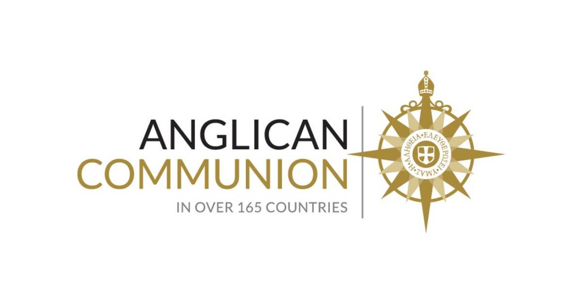 Logo with text 'Anglican Communion in over 165 countries' and a gold compass rose emblem.