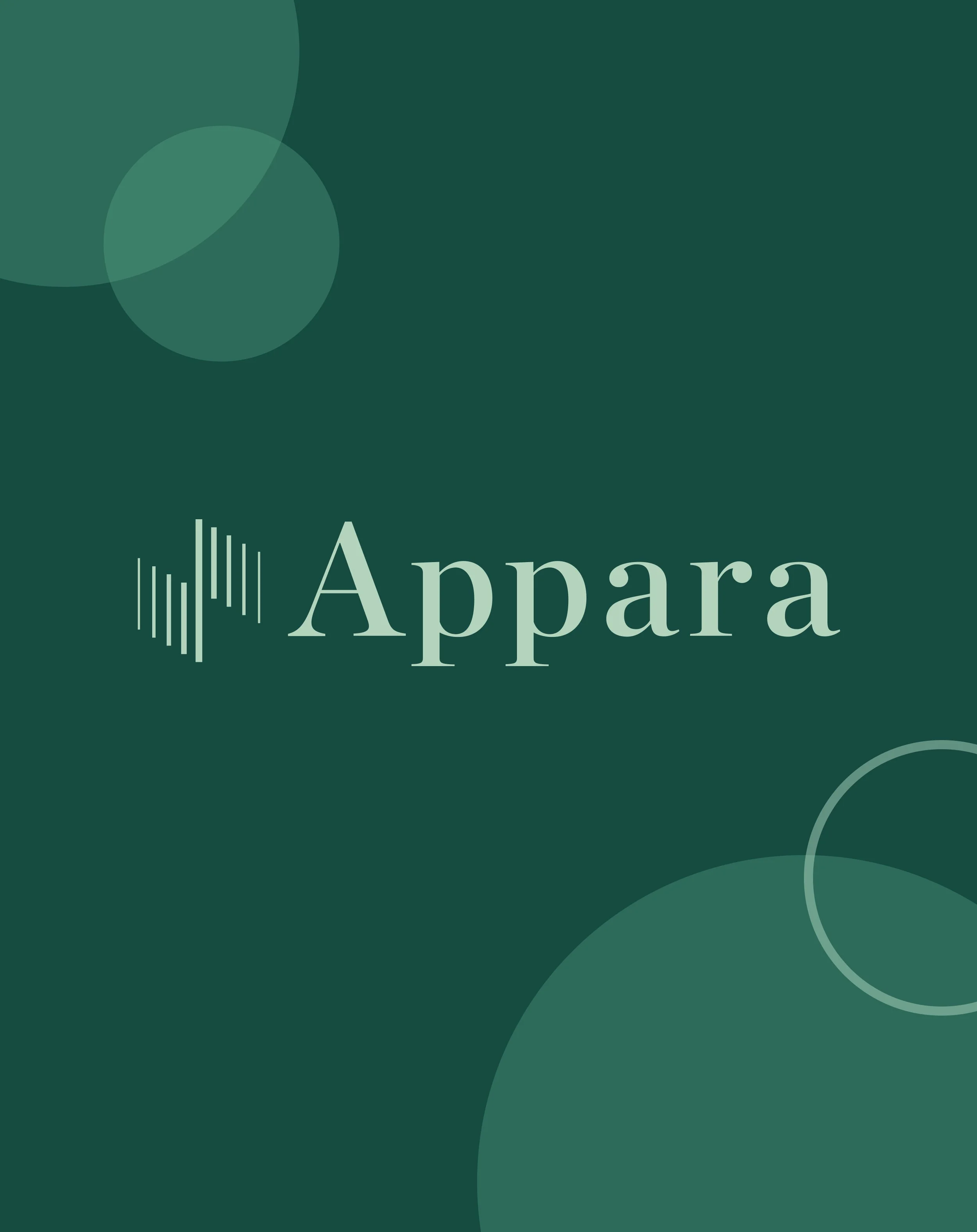 Green background with overlapping circles and a faint soundwave pattern, with the word "Appara" partially visible in large font.