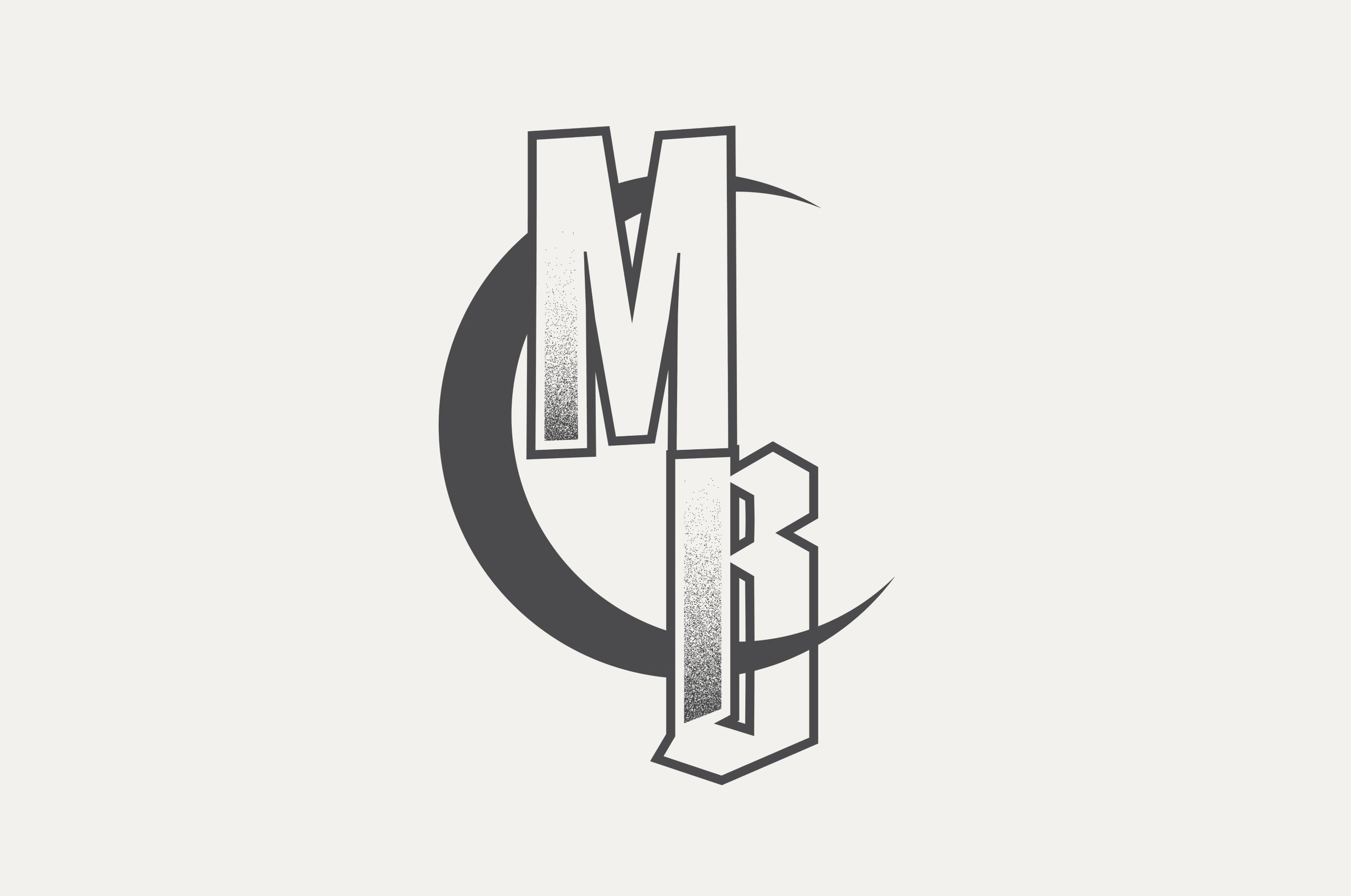 Logo for the band Midnight Blind with a crescent moon cutting through the letter 'B'