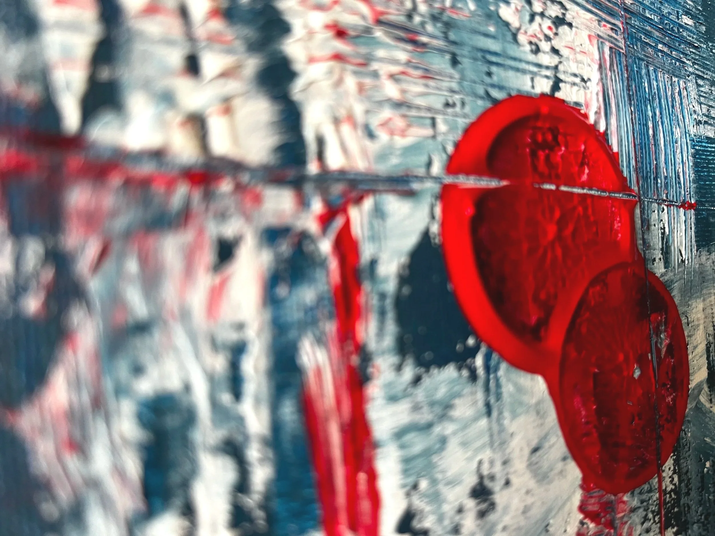 blaue graue Flächen rote runde Elemente