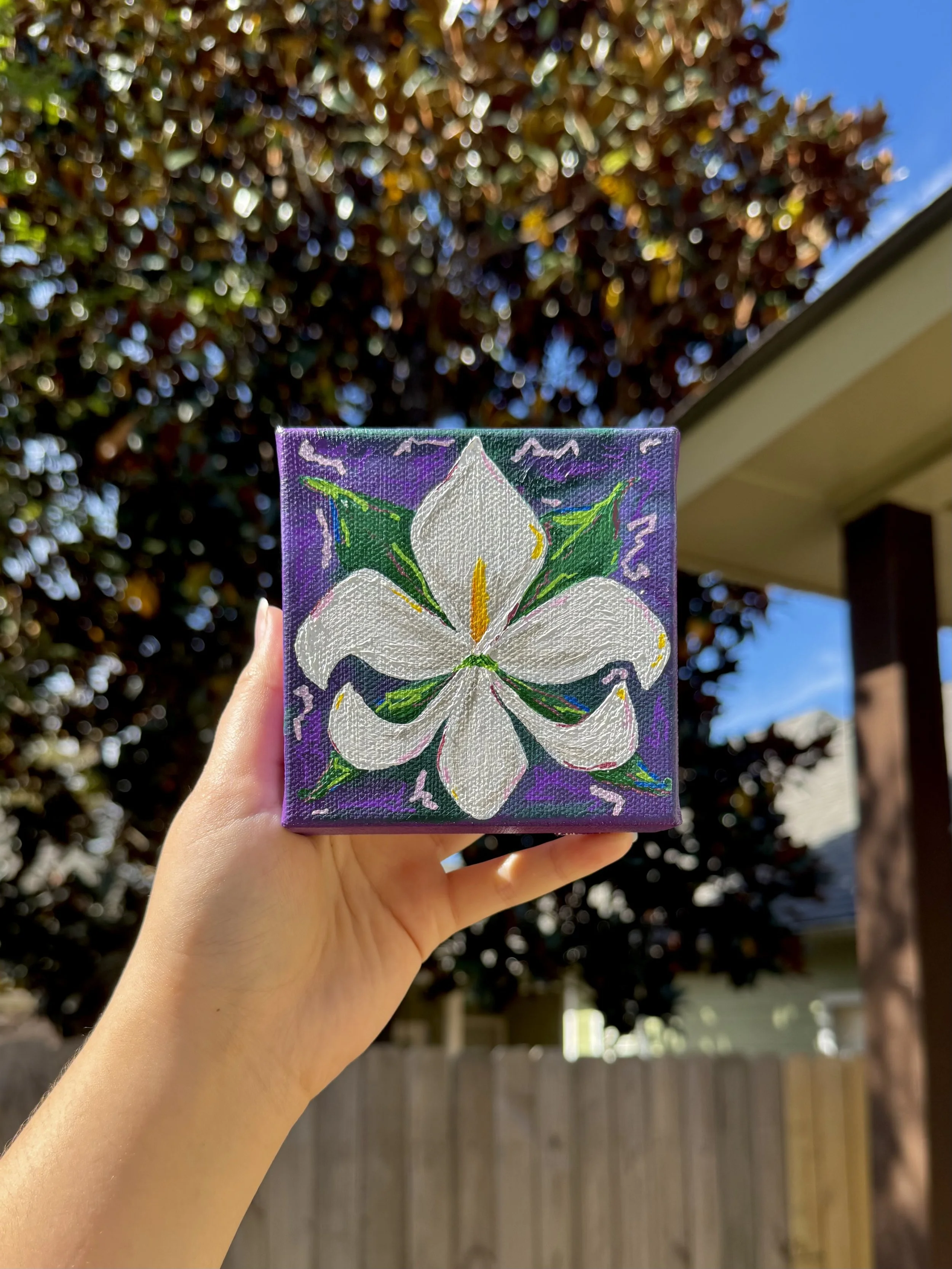 'Calla Lily Fleur De Lis' - original canvas of mixed media painting