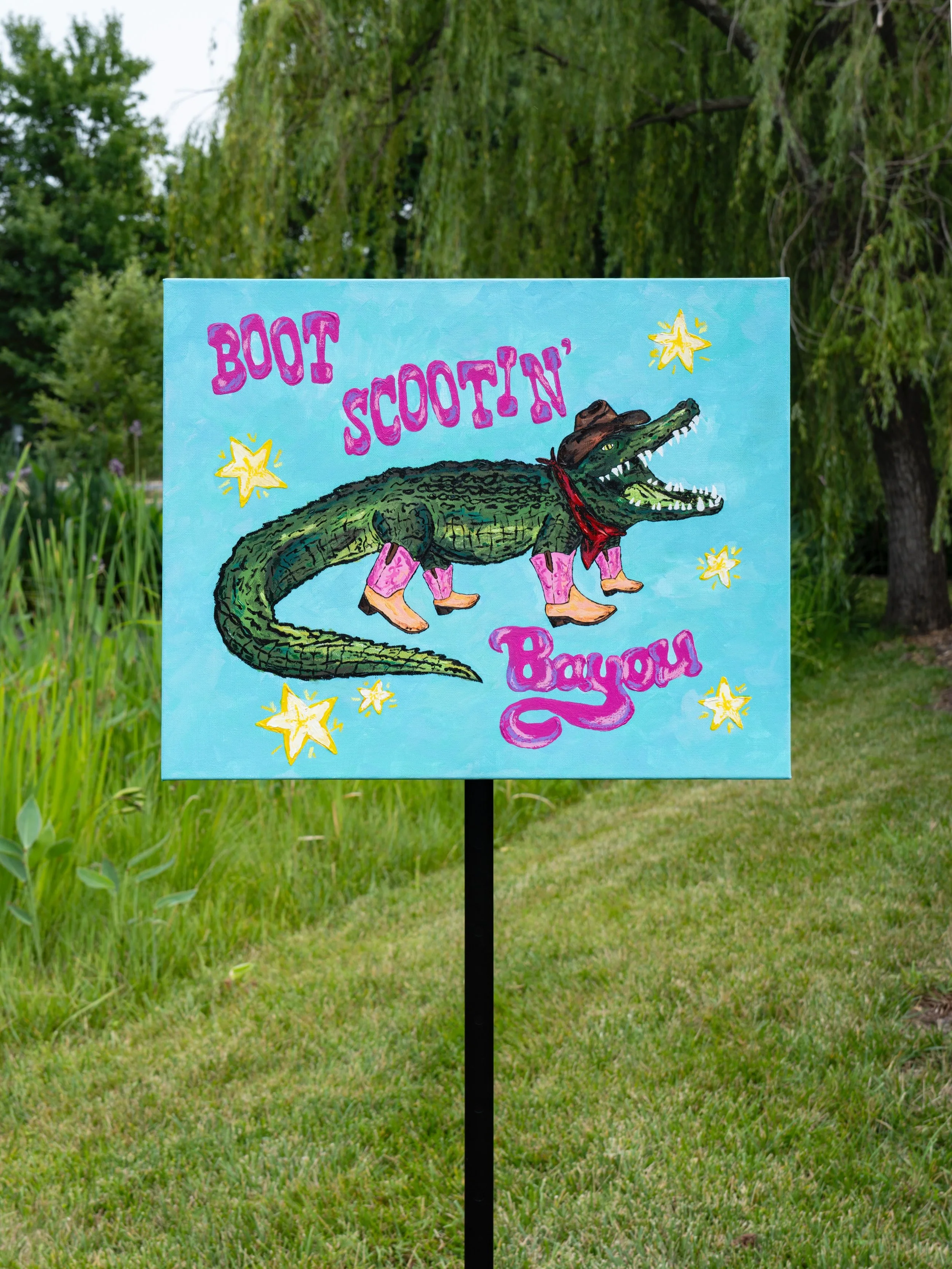 🐊🎶Boot Scootin&rsquo; Bayou🌟🌾 finally finished!! had so much fun messing around with some new mediums ~ this gal is available for prints in the shop now!!✨