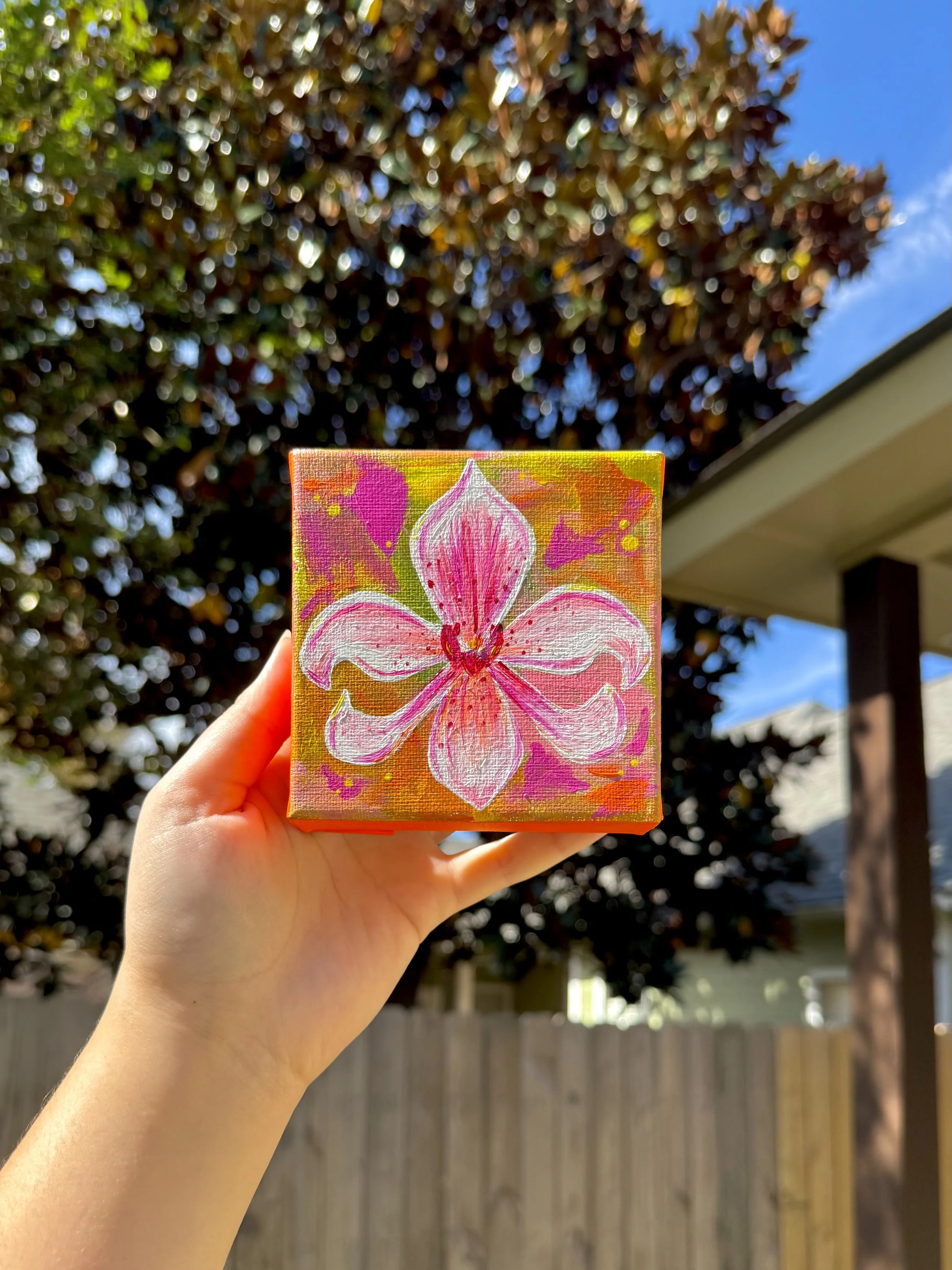 'Orchid Fleur De Lis' - original canvas of mixed media painting
