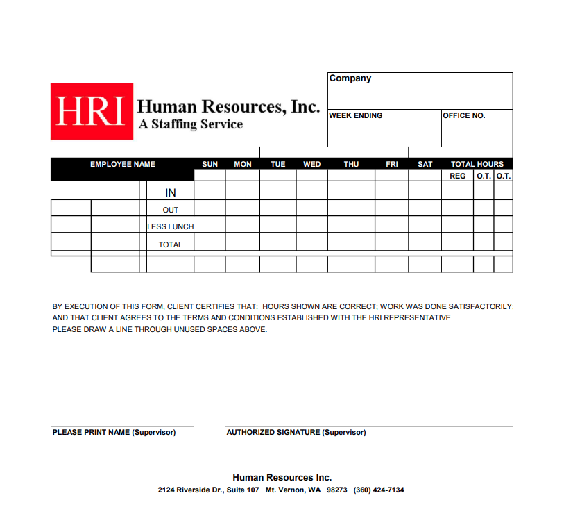 HRI Timecard