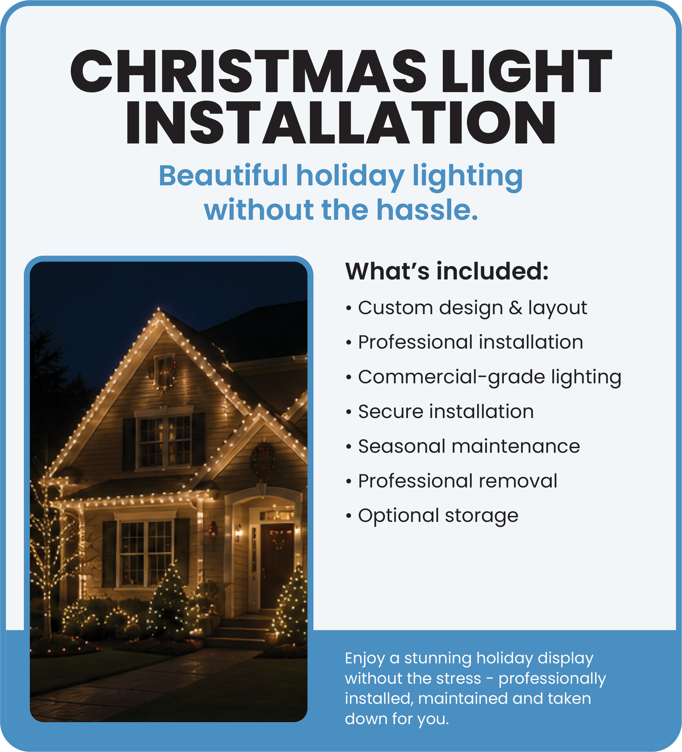 Professional residential and commercial Christmas light installation in Hendersonville, TN