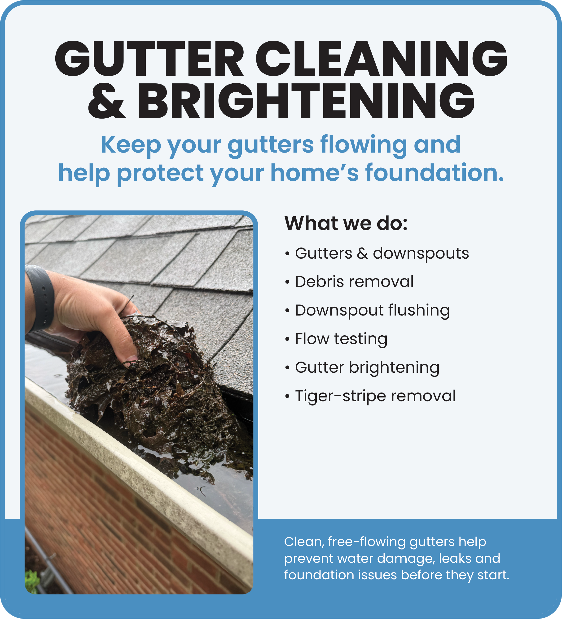 Professional gutter cleaning and brightening in Hendersonville, TN