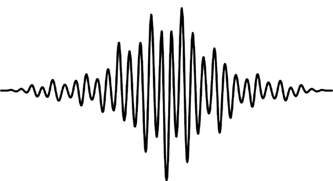 Black waveform pattern with symmetrical peaks and valleys against a white background.