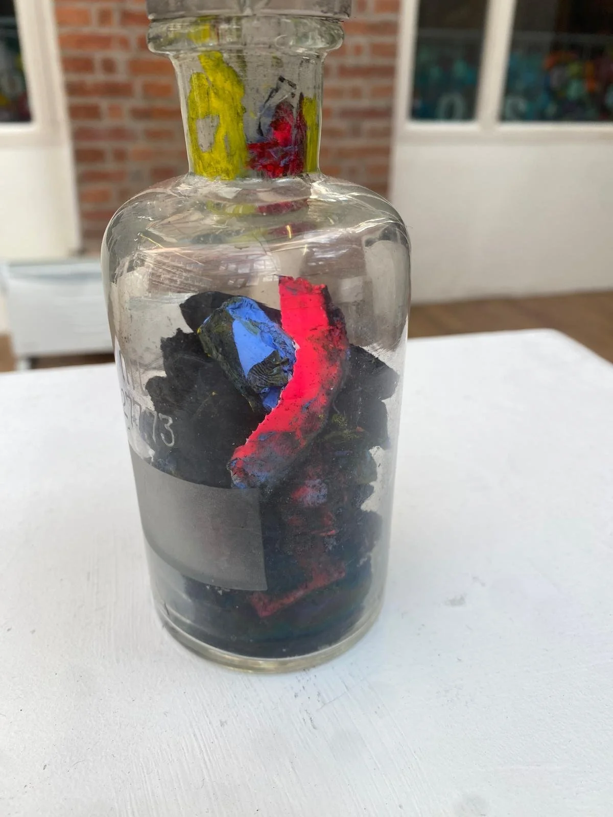 'Recovery Is Never A Straight Line (B)' (detail)
medicine jar, charcoal, oilstick wrappers