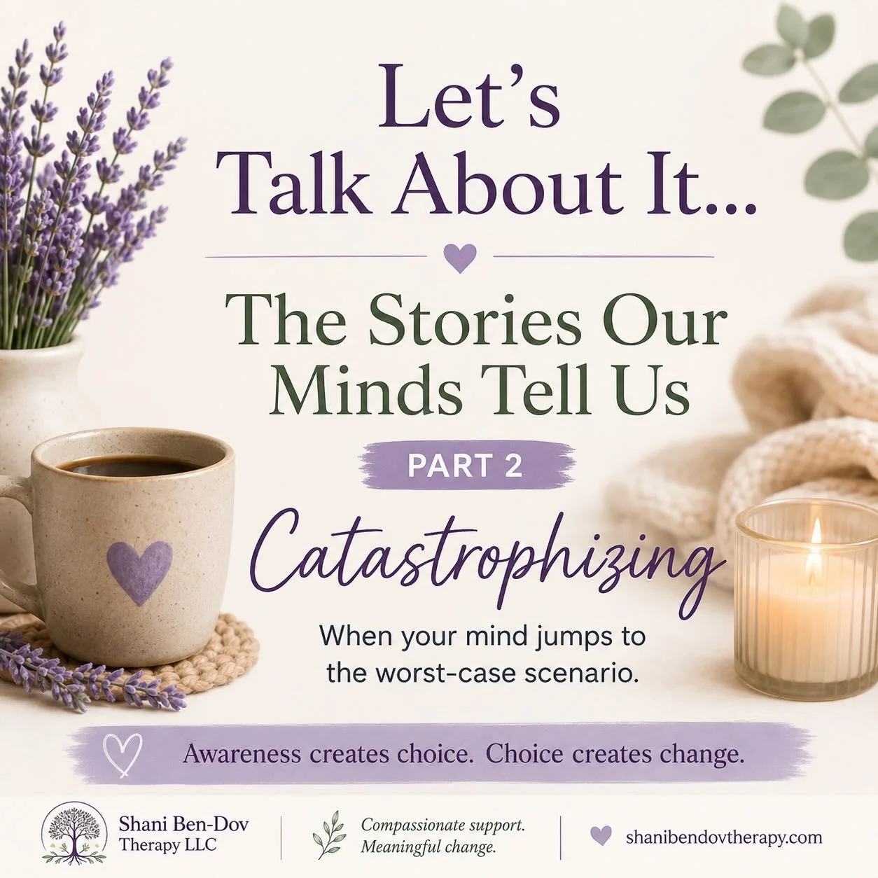 🧠 Let&rsquo;s Talk About It&hellip; The Stories Our Minds Tell Us
Part 2: Catastrophizing

Have you ever noticed how quickly your mind can jump from uncertainty to the worst-case scenario?

Maybe someone doesn&rsquo;t answer your text.

Maybe you ma