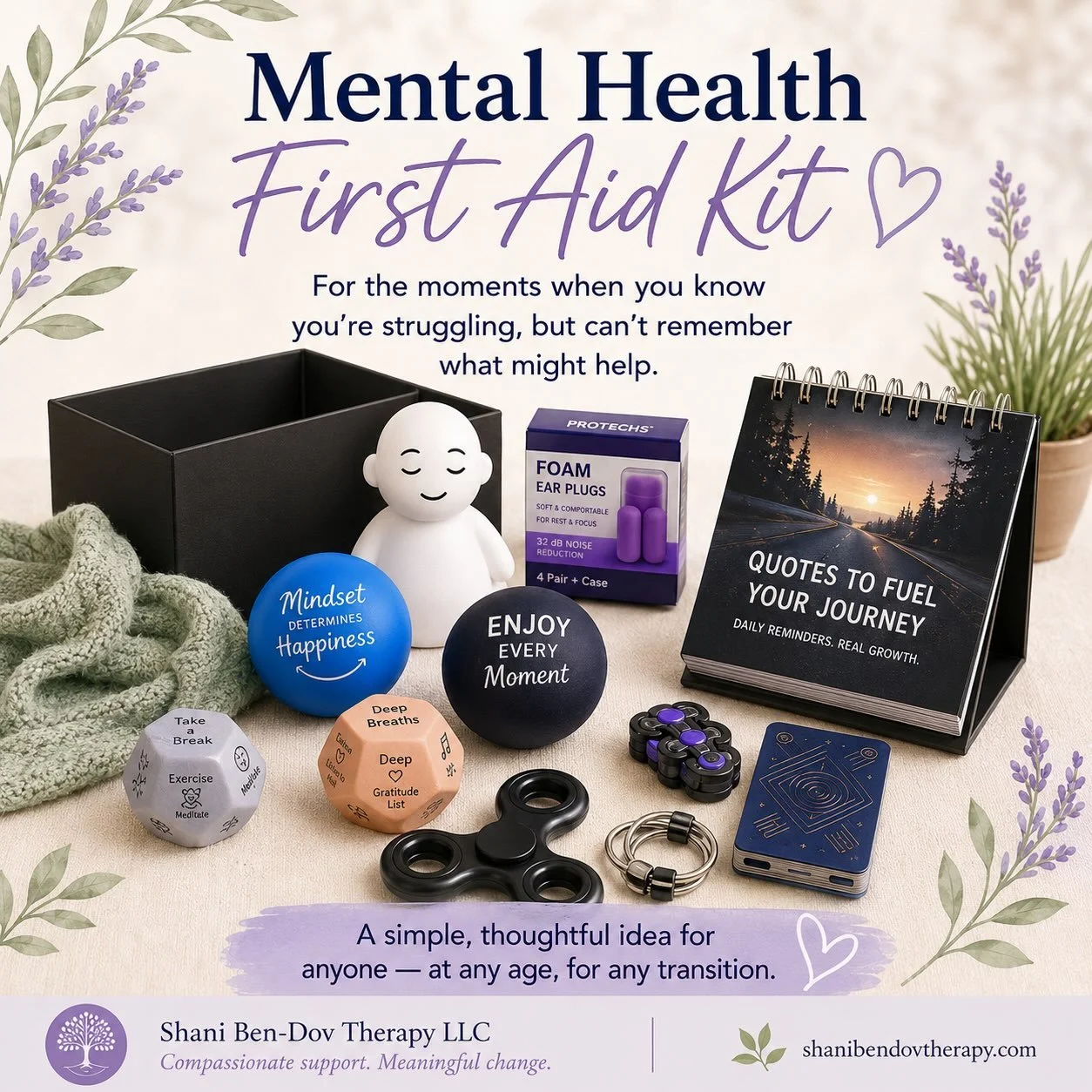 Sometimes the hardest time to remember what helps us cope is when we actually need those coping skills the most.

This Mental Health First Aid Kit started as something personal. Someone I love is heading off to college, and I wanted to send him with 