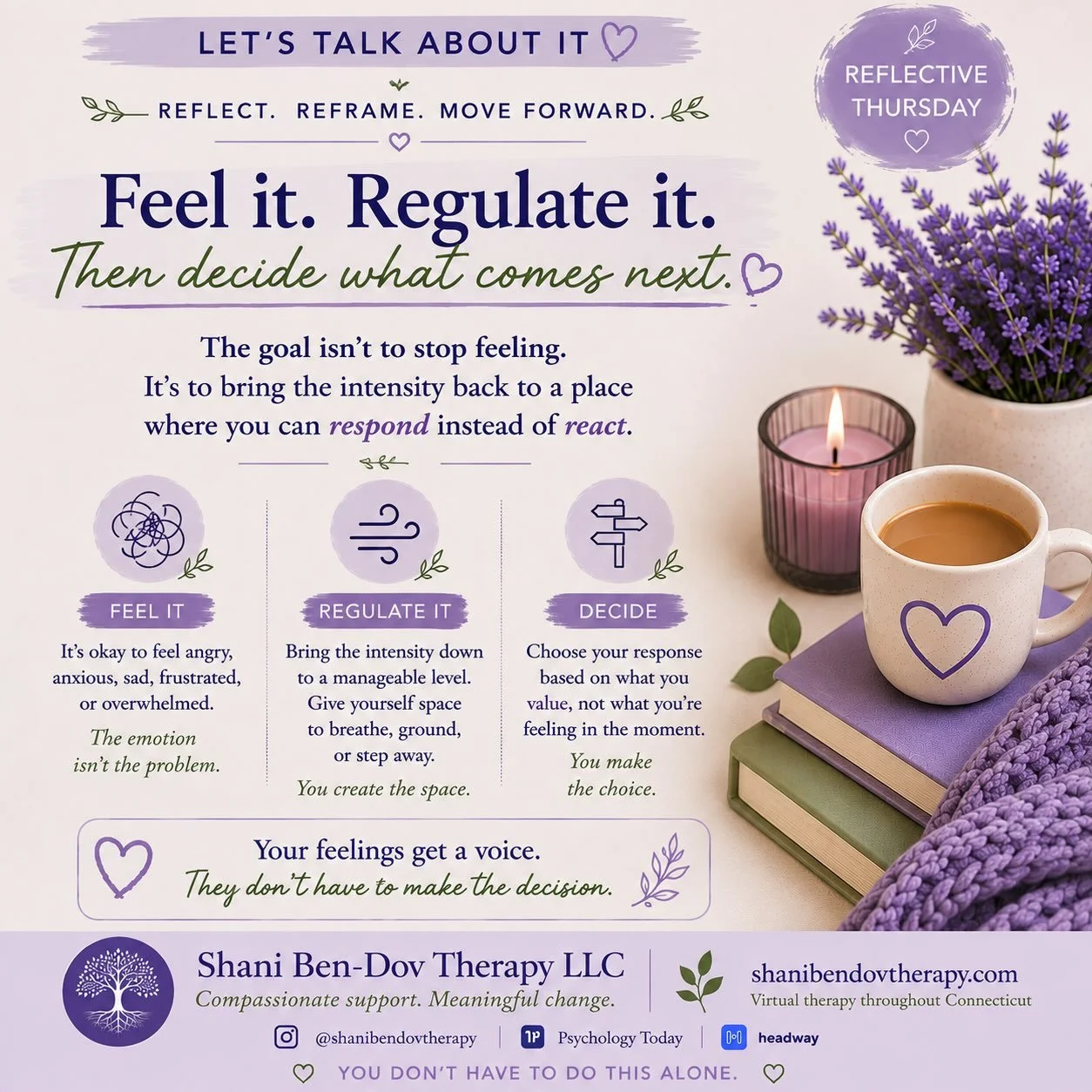 We talked Monday about emotional regulation not meaning that you stop feeling the emotion.

But then what?

Because being angry isn&rsquo;t necessarily the problem. Neither is being anxious, hurt, frustrated, sad, or overwhelmed.

The emotion itself 