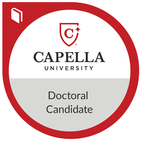 Capella University Doctoral Candidate badge representing Shani Ben-Dov’s Doctor of Social Work studies.