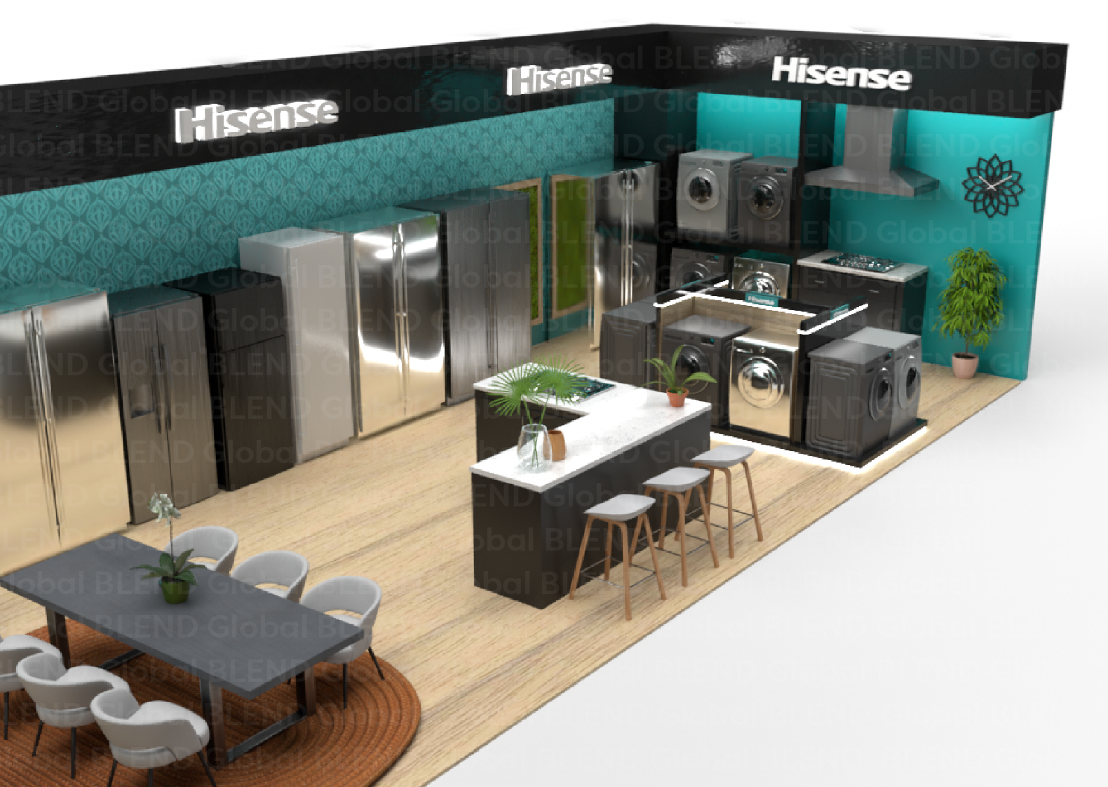 3D render design made on Adobe Dimension for an in-store display for an appliance store