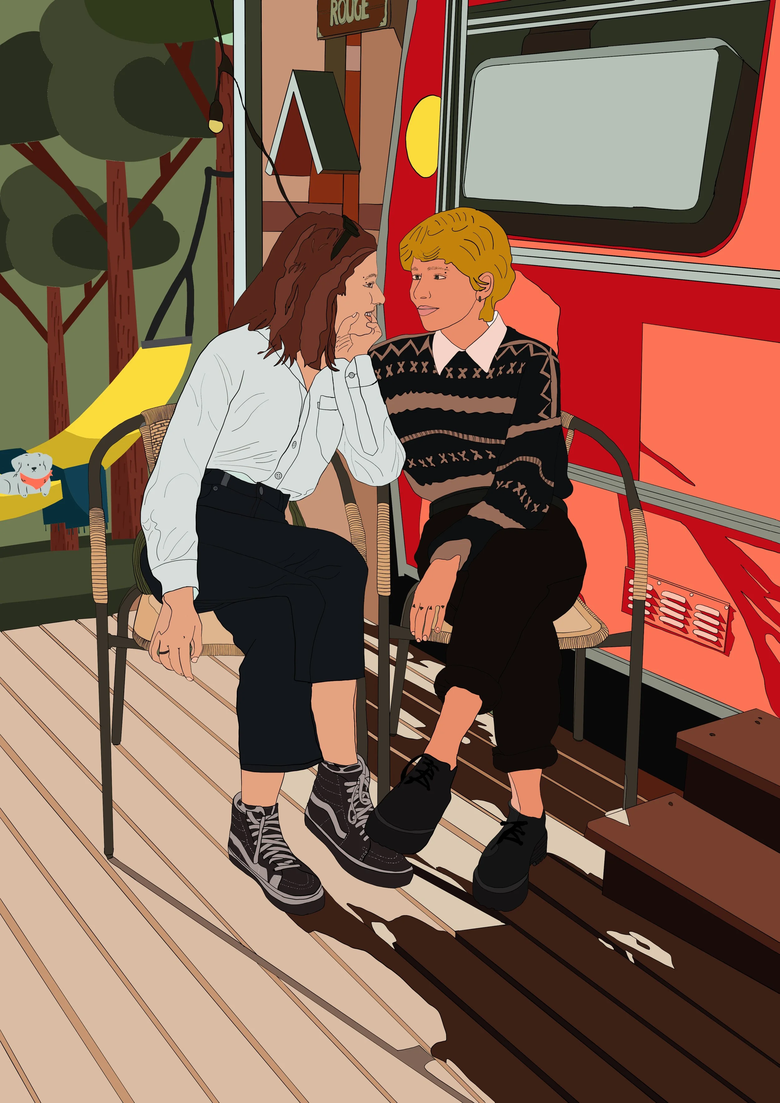 Lesbian Couple Cozy Camper