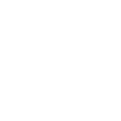 Outline drawing of a house with a pitched roof, four windows, a front door, and a chimney.