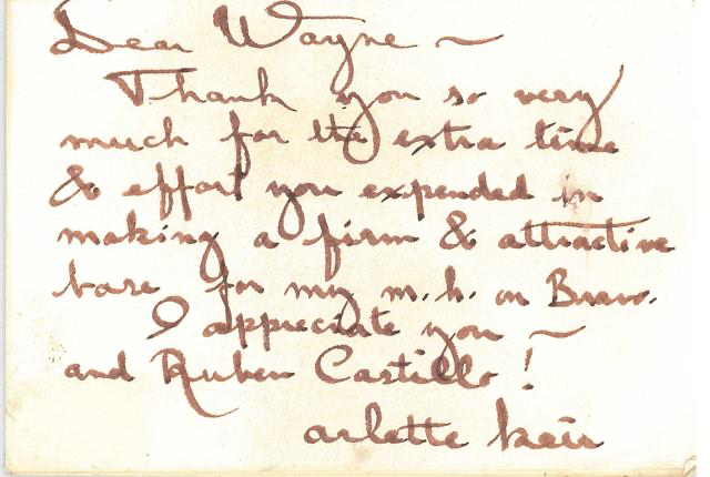 Handwritten letter thanking an individual named Dee Wayne, expressing gratitude for a visit and mentioning making a quilt and attending a fair.