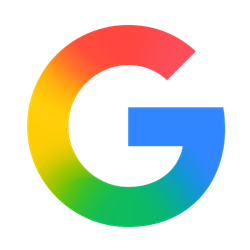 Google logo with multicolored G icon on a white background.